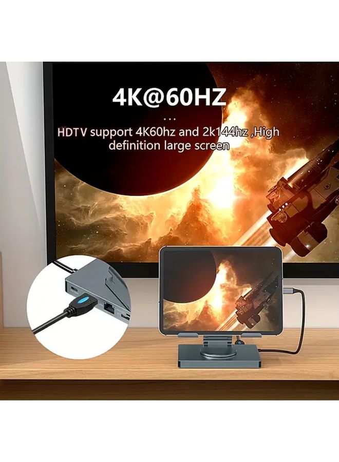 8 In 1 Docking Station With 360 Stand 4K 60Hz Ethernet PD 100W Charging - Image 4